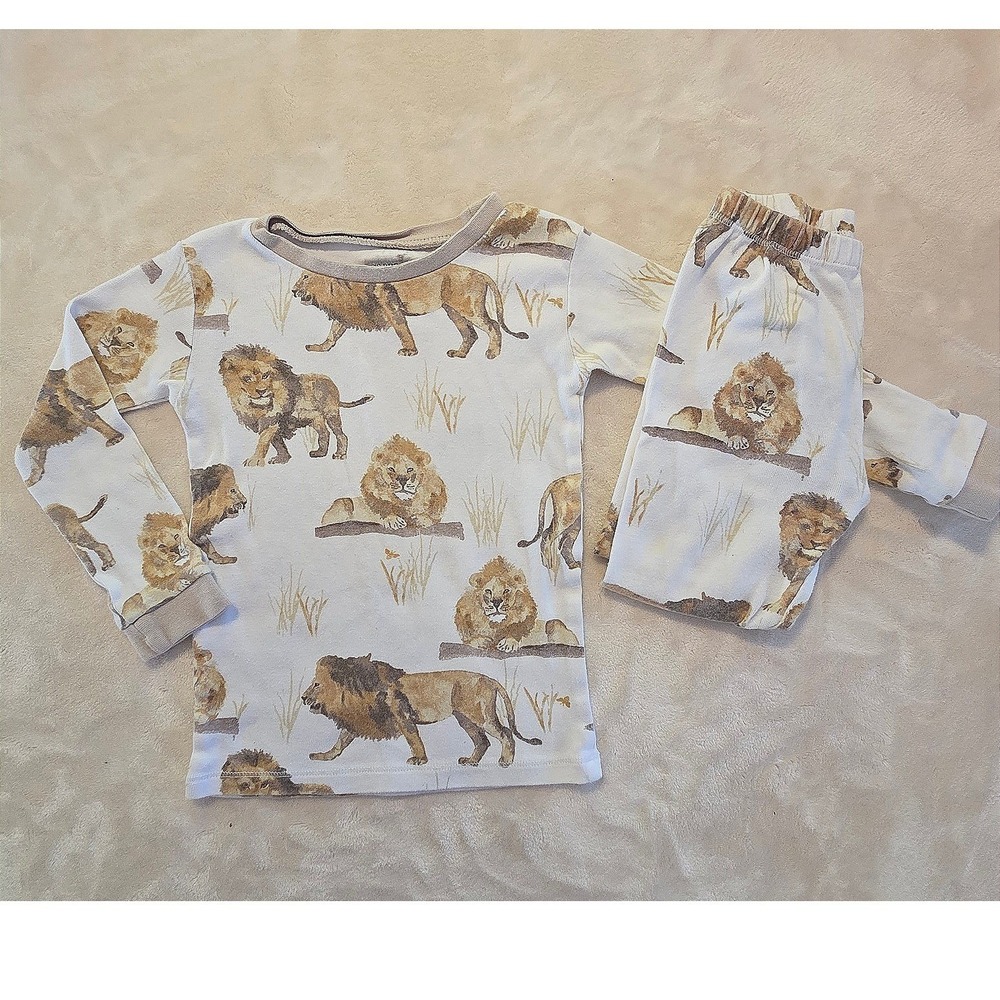 Burt's Bees Kids 3T Organic Cotton Watercolor Style Wildlife Lion Pajama Set